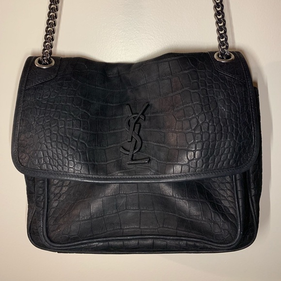 Yves Saint Laurent Handbags - YSL Niki In Embossed Crocodile Suede